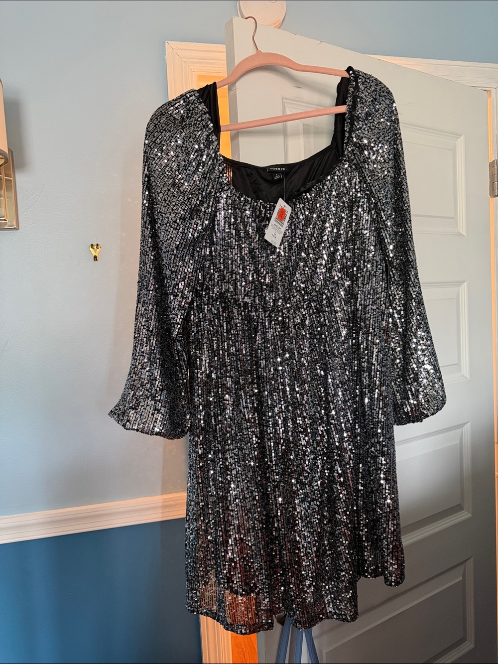 torrid Black and Silver Sequin Mini Dress